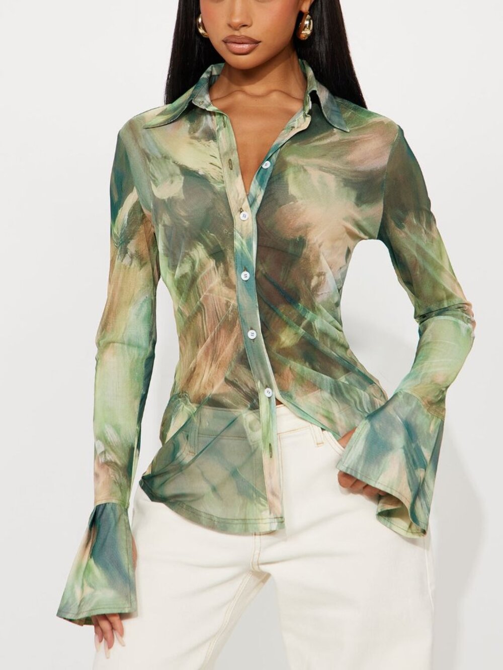 Mesh Button Up Shirt
